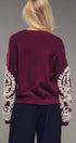 Urban Daizy Embroidered Sleeve Ivory Knit Sweater Ivory-Black Knit Sweater - Women's (UDZ-KN-00654) – alternate view 18