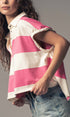Urban Daizy Bold Striped Dolman Sleeve Polo Shirt Ivory Black Polo - Women's (UDZ-TP-00660) – alternate view 29
