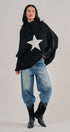 Star Intarsia Mock Neck Sweater in BLACK - Women's Sweaters | Urban Daizy