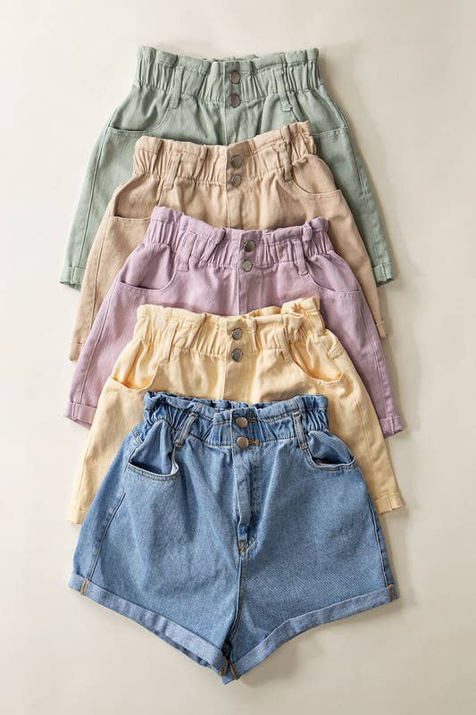 Urban Daizy Vintage High Waist Rolled Hem Denim Shorts Blue Shorts - Women's (UDZ-PT-00033) – alternate view 10