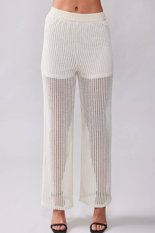 Mesh Knit Wide Leg Pants