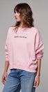 Oversized Graphic Sweatshirt Pigment Wash Cotton Crewneck in PINK CLAY - Women's Sweatshirts & Hoodies | Urban Daizy
