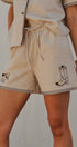 Sweet Cowgirl Boot Stitch Embroidered Shorts in LINEN - Women's Casual Shorts | Urban Daizy