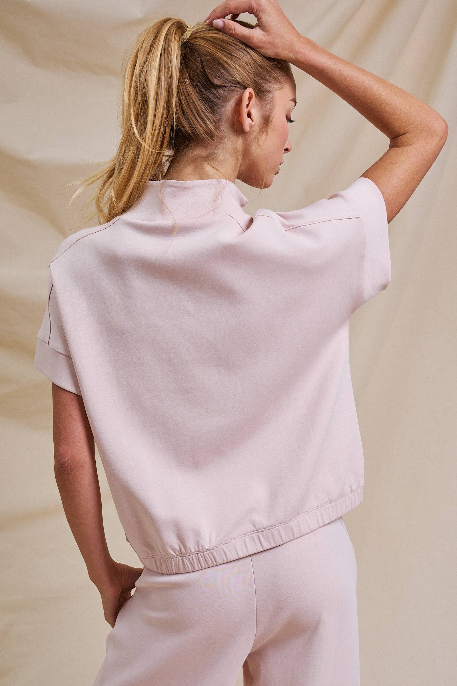 Half-Zip Short Sleeve Pullover Top