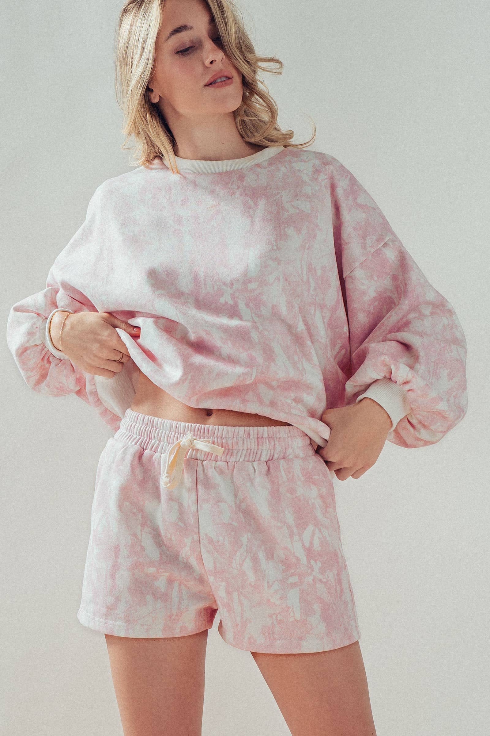 Relaxed Leaf Print Lounge Sweatshirt Set