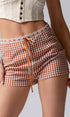 Urban Daizy Gingham Scallop Trim Shorts Brown Shorts - Women's (UDZ-PT-00474) – alternate view 6