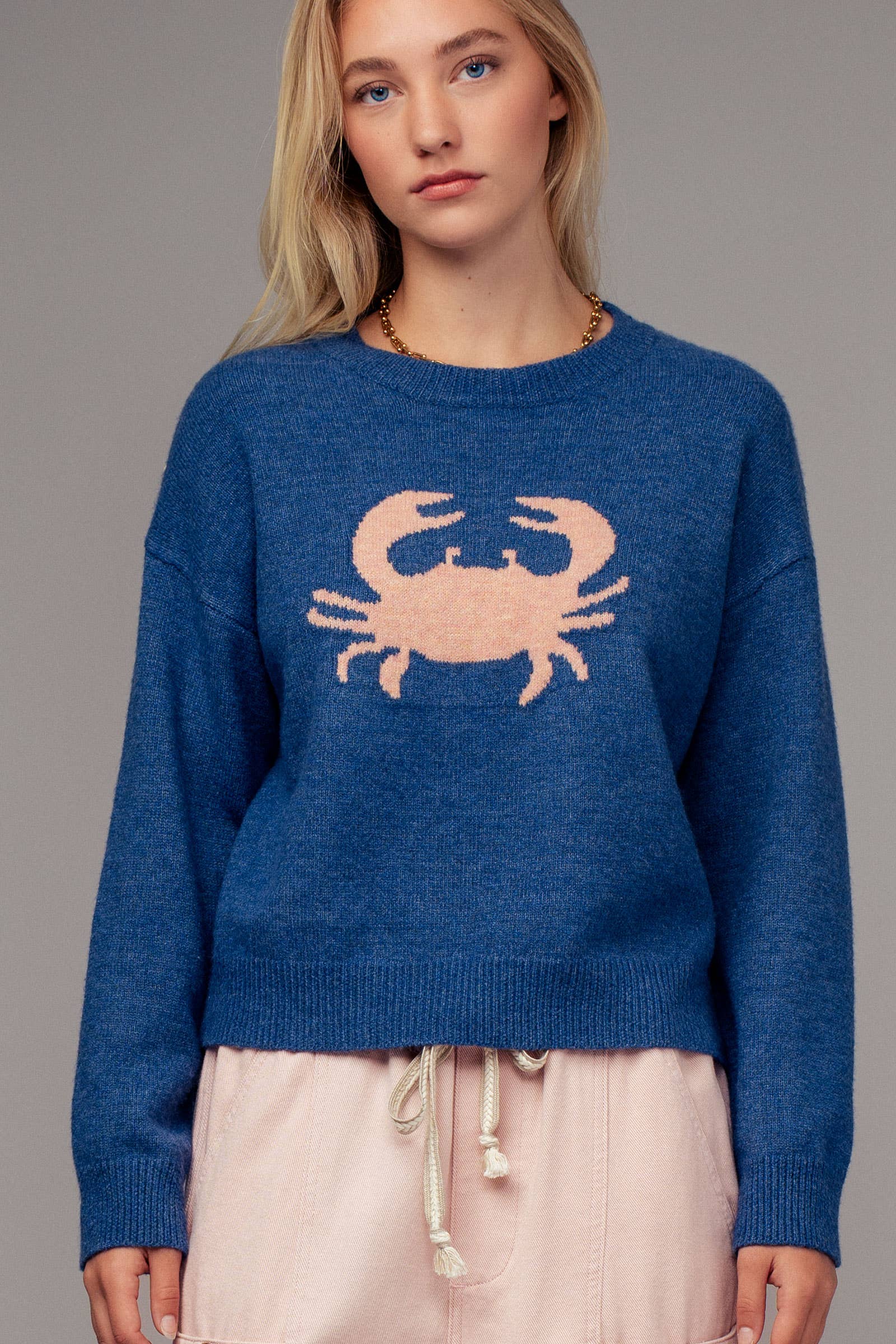 Crab Graphic Relaxed Knit Sweater