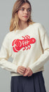 Urban Daizy Embroidered Red Lobster Nautical Statement Sweater Ivory Knit Sweater - Women's (UDZ-KN-00600) – alternate…