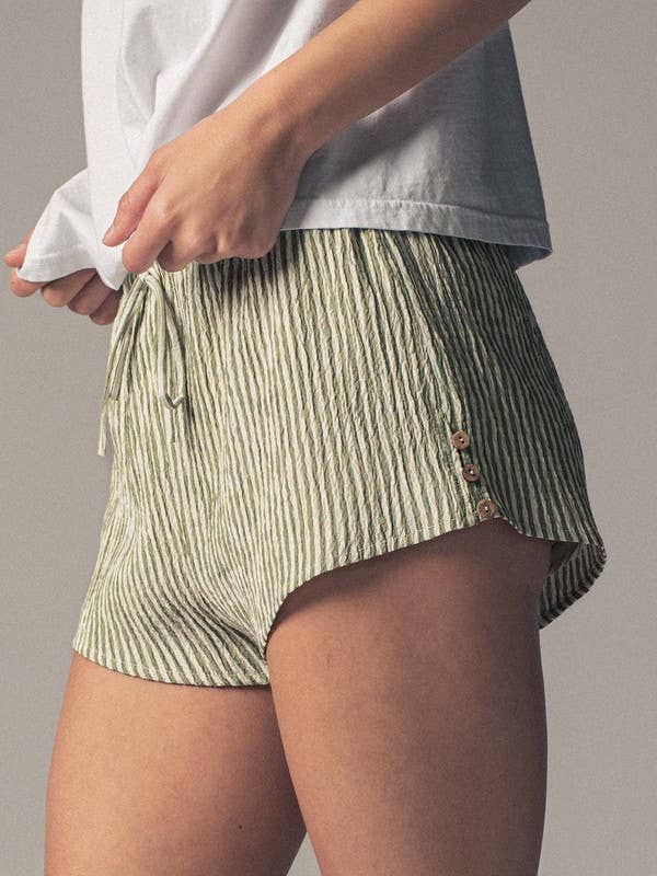 Urban Daizy Crinkle Stripe Shorts Lemon Shorts - Women's (UDZ-PT-00471) – alternate view 8