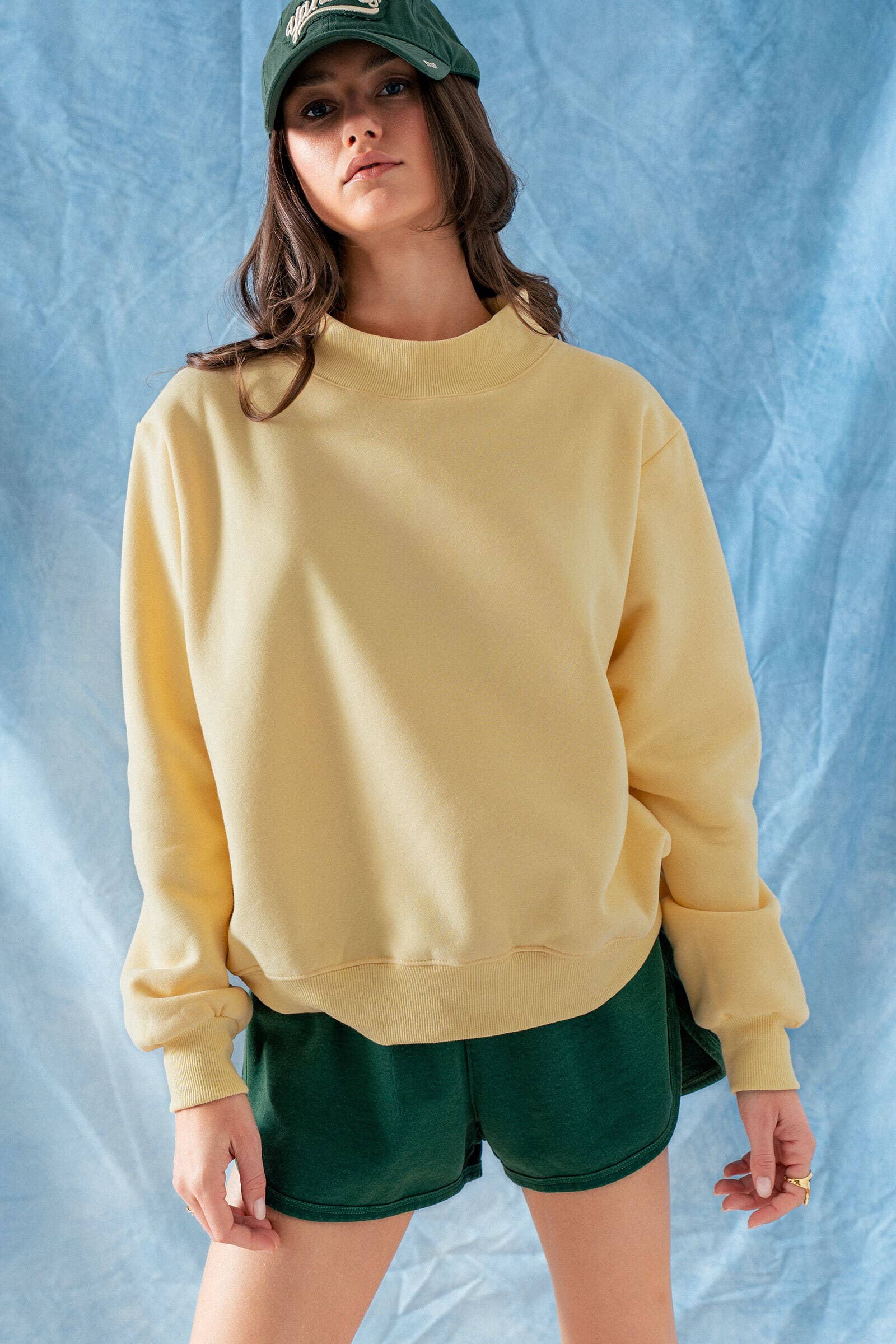 Urban Daizy Mock Neck Drop Shoulder Sweatshirt Ivory Sweatshirt - Women's (UDTP1437-Ivory) – alternate view 6