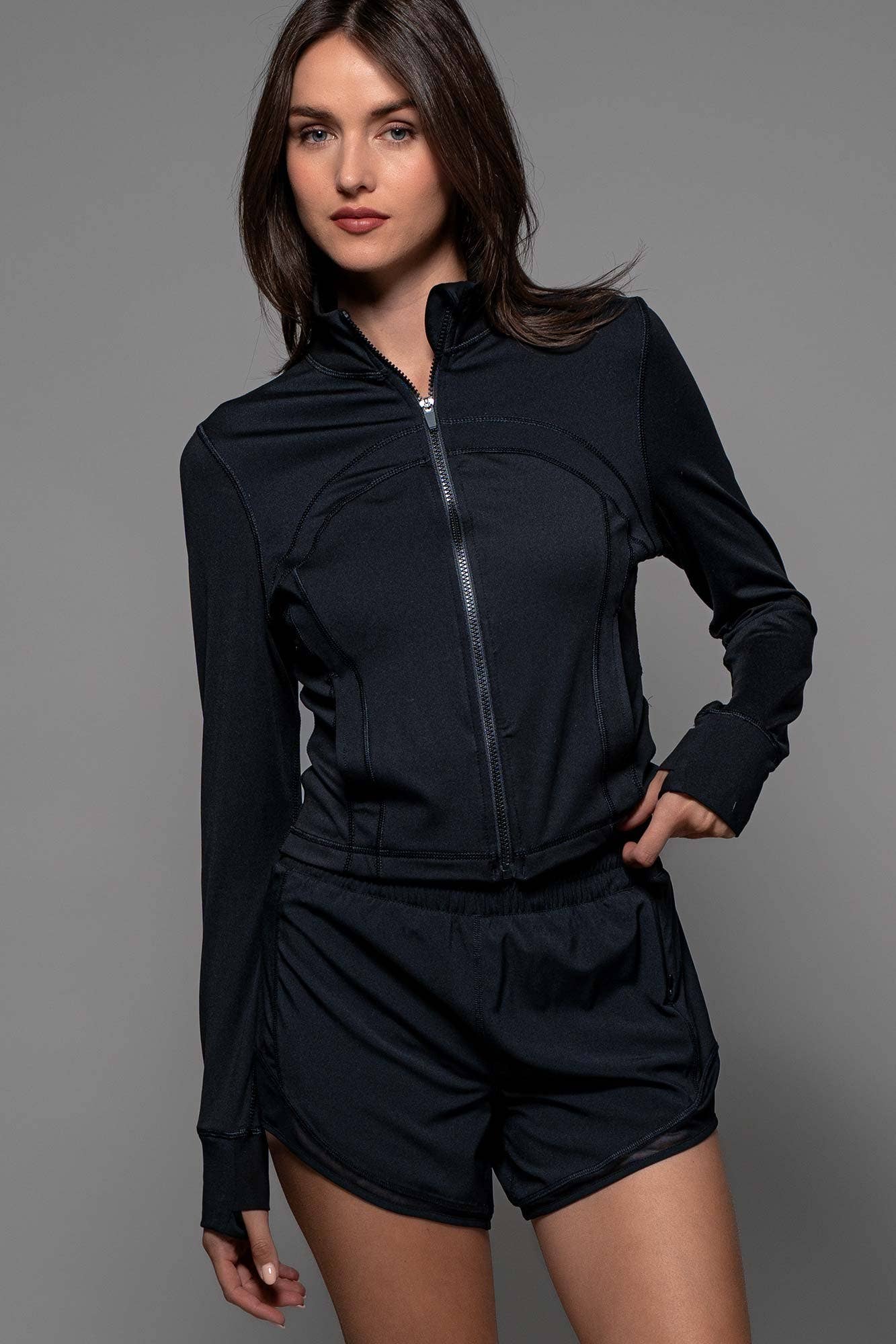 Slim Fit Paneled Zip-Up Activewear Jacket