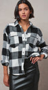 Buffalo Plaid Flannel Shirt Button Up Western Boho Top in BLACK - Women's Shirts & Blouses | Urban Daizy