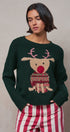 Rudolph Crewneck Knit Sweater in H GREEN - Women's Sweaters | Urban Daizy