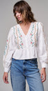 Folk Song Embroidered Peplum Blouse in WHITE - Women's Shirts & Blouses | Urban Daizy