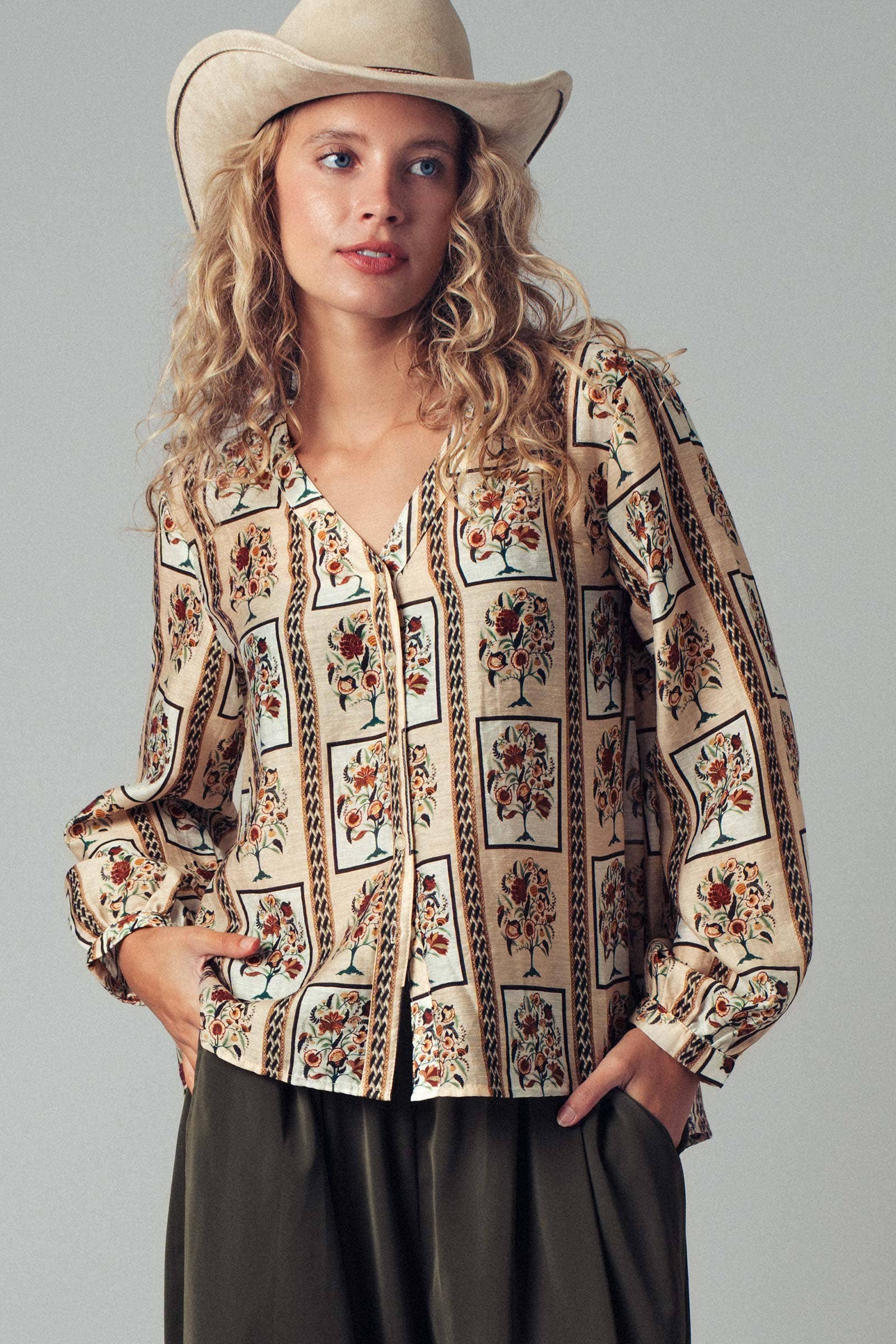 Bohemian Floral Frame Blouse