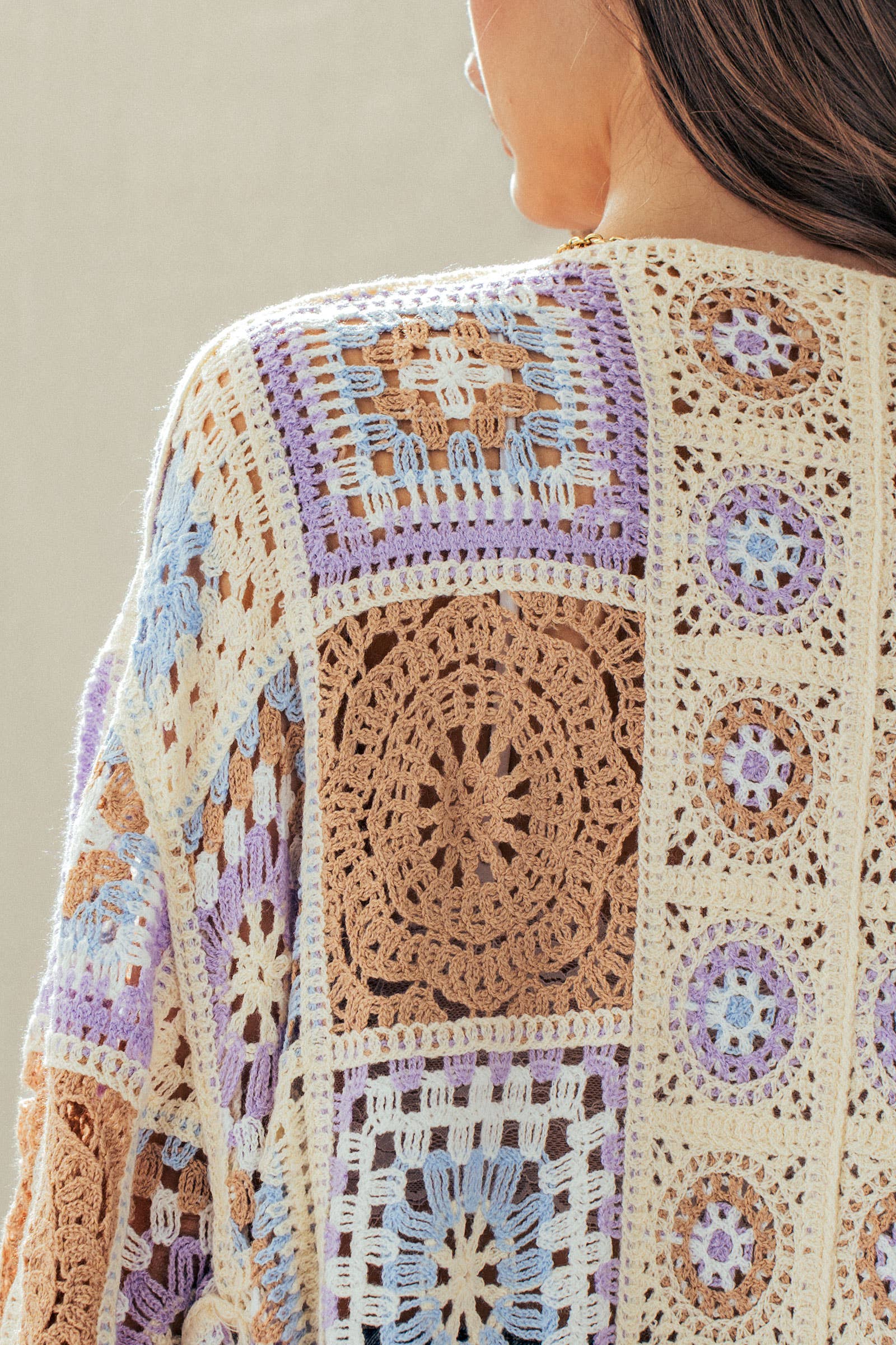 Granny Square Crochet Patchwork Duster Cardigan