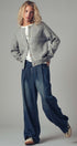 Wool Blend Sweater Cardigan with Statement Buttons in GREY - Women's Cardigans & Shrugs | Urban Daizy