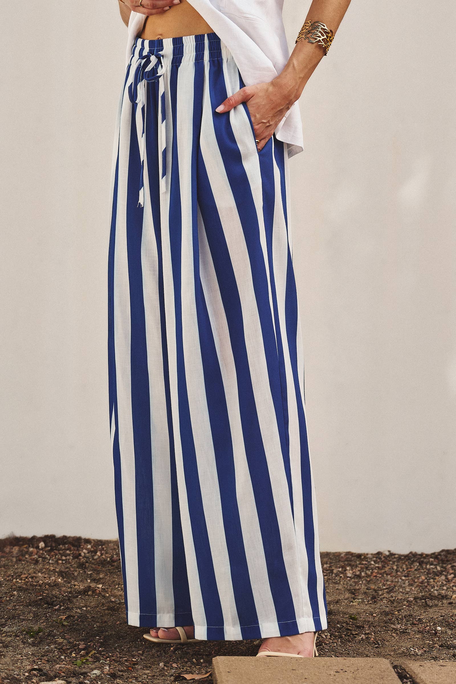 Breezy Linen-Blend Striped Wide-Leg Pants