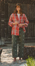 Oversized Plaid Cotton Button-Down Shirt in RUST - Women's Shirts & Blouses | Urban Daizy