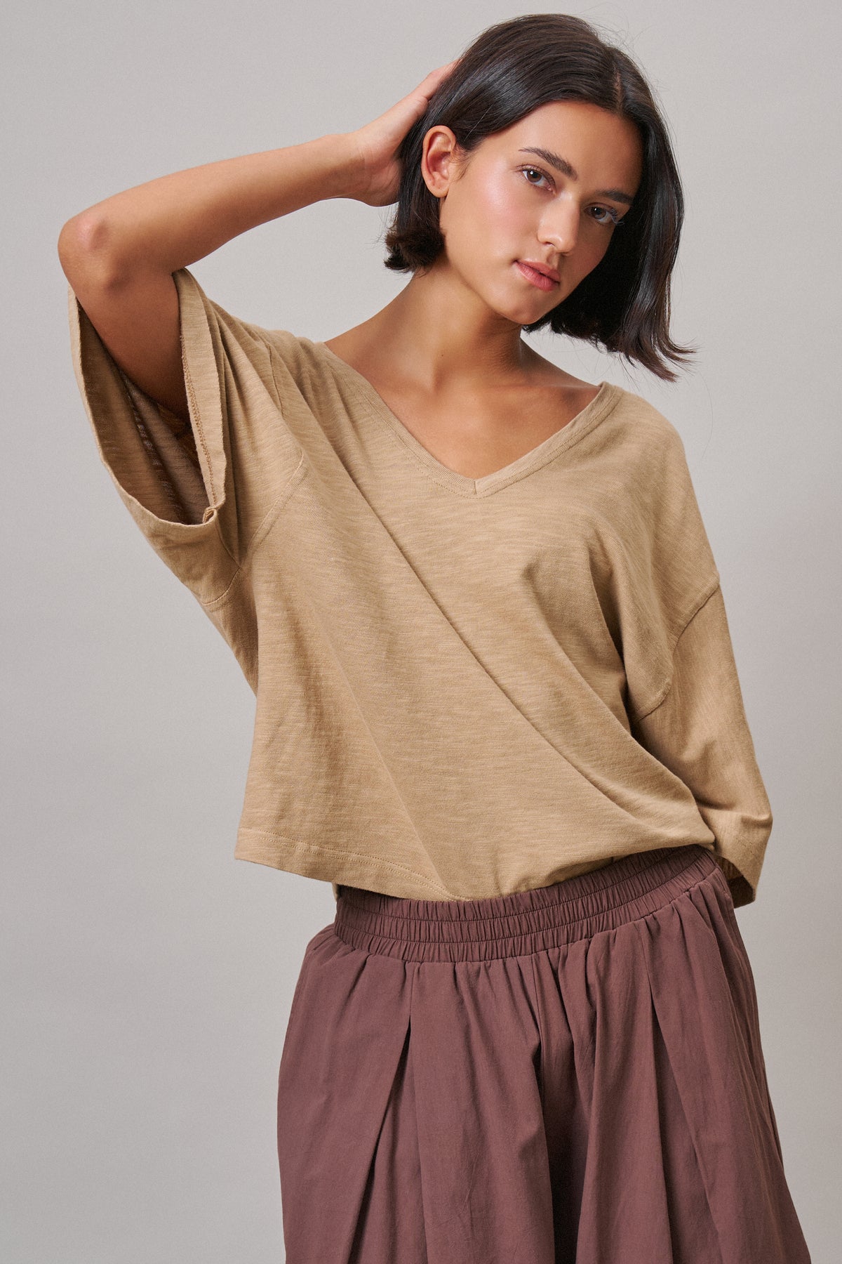 Essential Slub Knit V-Neck Top