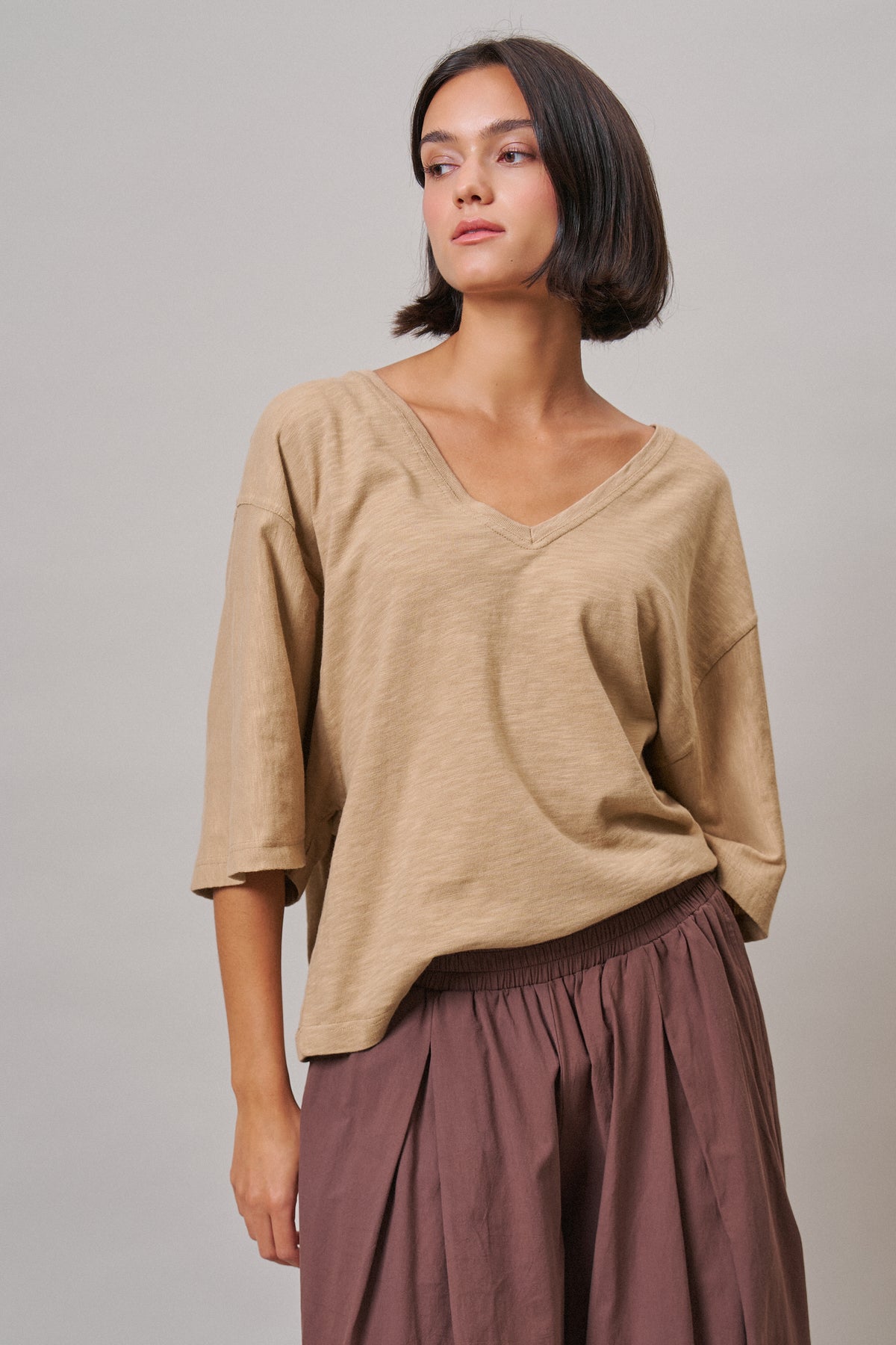 Essential Slub Knit V-Neck Top