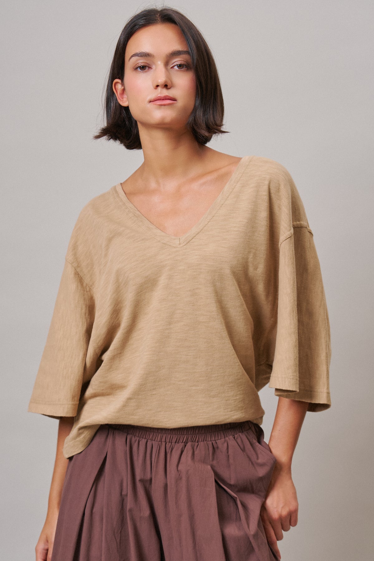 Essential Slub Knit V-Neck Top