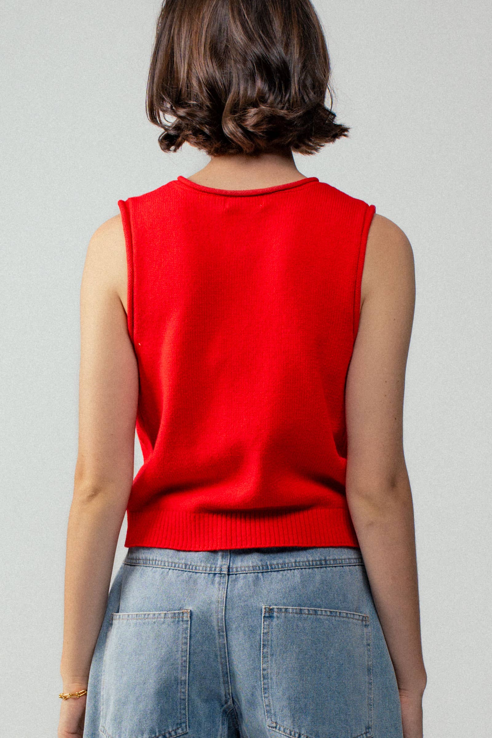 Urban Daizy Relaxed Button-Front Knit Sleeveless Top Black Sweater Vest - Women's (UDZ-SK-00127) – alternate view 8