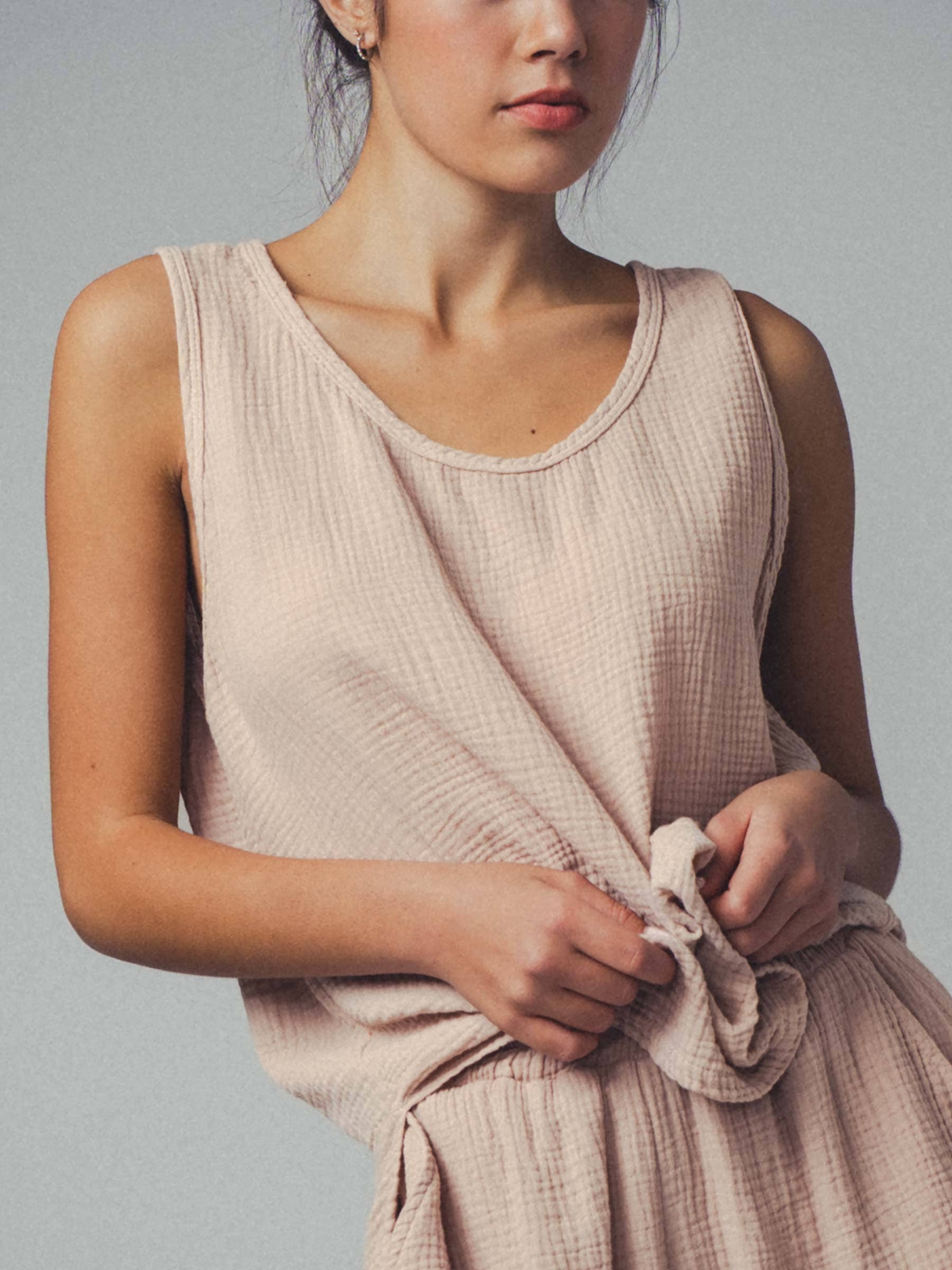 Urban Daizy Vintage Washed Double Gauze Tank Top Black Tank Top - Women's (UDZ-TP-00487) – alternate view 9