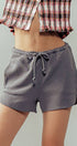 Urban Daizy Textured Cotton Elastic Waist Drawstring Pocket Dolphin Shor Charcoal Shorts - Women's (UDZ-PT-00046)