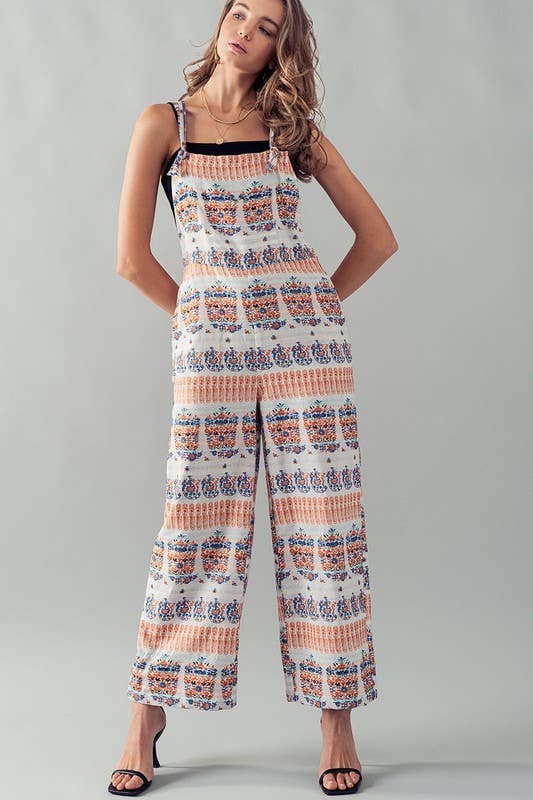 Urban Daizy Boho Pineapple Print Wide Leg Summer Jumpsuit Ivory Jumpsuit - Women's (UDZ-JR-00018) – alternate view 2