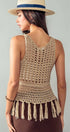 Urban Daizy Crochet Knit Boho Tassel Hem Summer Cover Top Khaki Knit Top - Women's (UDZ-TP-00504) – alternate view 4