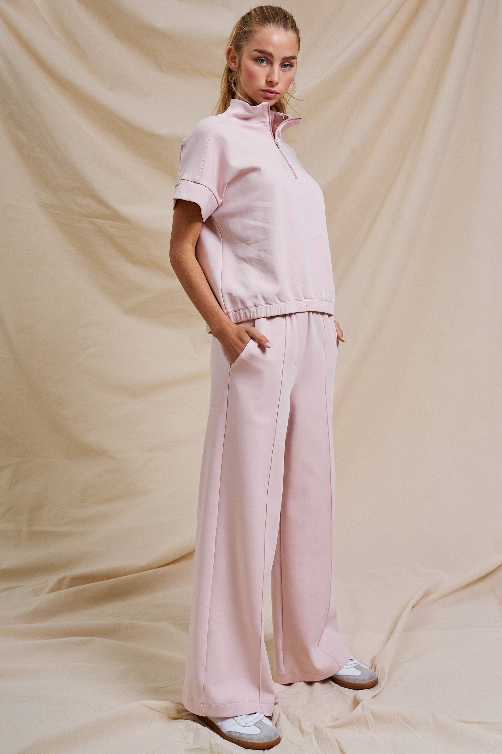 Seamed Front Wide Leg Lounge Pants