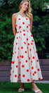 Urban Daizy Polka Dot Halter Cotton Maxi Dress Smocked Back Red Dress - Women's (UDZ-DR-00519) – alternate view 10