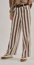 Striped Cropped Wide Leg Denim Pants