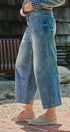 Vintage Wash Cropped Wide-Leg Jeans in DENIM - Women's Casual Pants | Urban Daizy