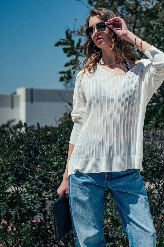 Urban Daizy Ribbed V-Neck Striped Tunic Top Black Tunic - Women's (UDZ-TP-00045) – alternate view 15