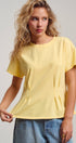 Urban Daizy Pleated Waist Cotton Spandex Everyday Tee Butter-Yellow T-Shirt - Women's (UDTP1324-Butter-Yellow) – alternate view 9
