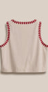 Floral Embroidered Corduroy Vest with Heart Vine Trim in IVORY - Women's Vests | Urban Daizy