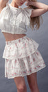 Urban Daizy Romantic Rose Print Lace Trim Tiered Mini Skirt Ivory Skirt - Women's (UDZ-AC-00158) – alternate view 7