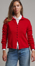 Striped Polo Collar Button Sweater with Rolled Edges in RED - Women's Cardigans & Shrugs | Urban Daizy