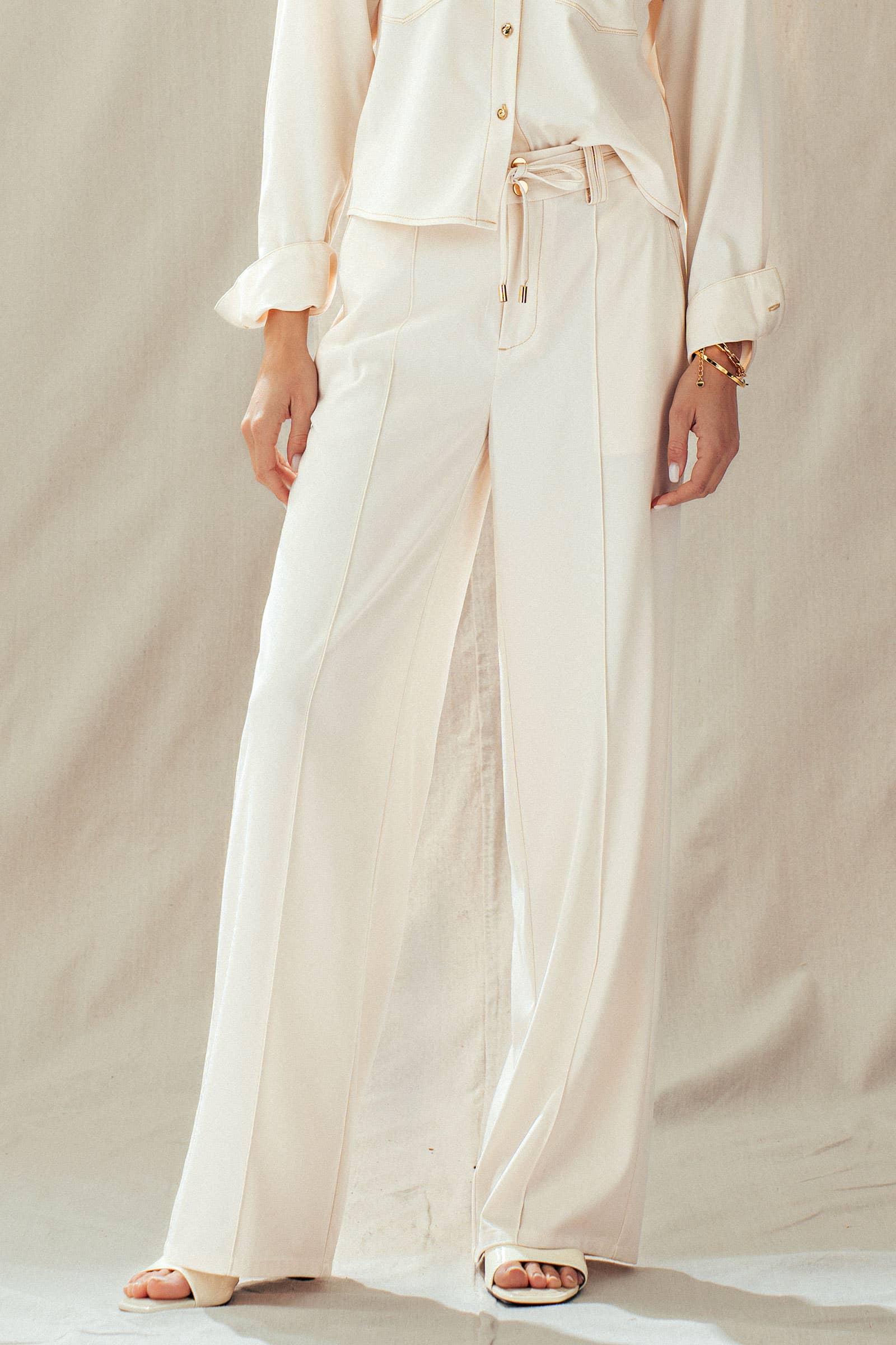 Drawstring Wide Leg Pants