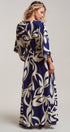 Urban Daizy Navy Abstract Leaf Print Caftan Maxi Dress Navy Dress - Women's (TNDR1631-Navy) – alternate view 5