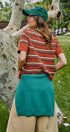 Striped Knit Tee Vintage 70s Retro Boho Coastal Top for Wome in RUST - Women's T-Shirts & Polos | Urban Daizy