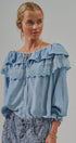 Lace Trim Ruffle Tie Neck Spring Blouse Top