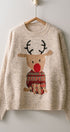 Rudolph Crewneck Knit Sweater in TAUPE	 - Women's Sweaters | Urban Daizy