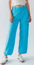 Urban Daizy Technical Nylon Drawstring Cargo Jogger Pants Blue Pants - Women's (UDZ-AC-00158)