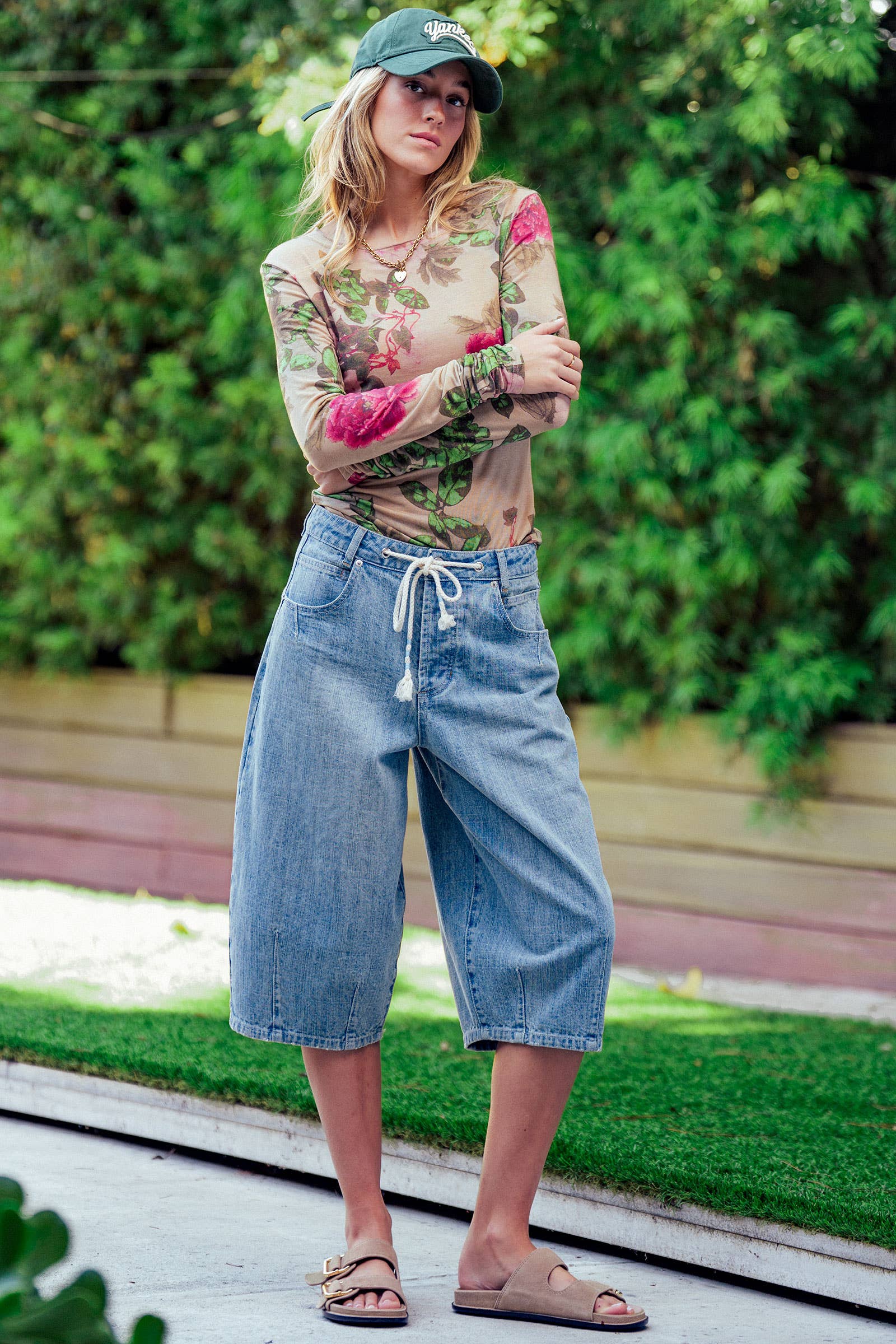 Urban Daizy Vintage Floral Long Sleeve Top Tencel Wool Blend Teal-Multi Knit Top - Women's (UDZ-TP-01043) – alternate view 11