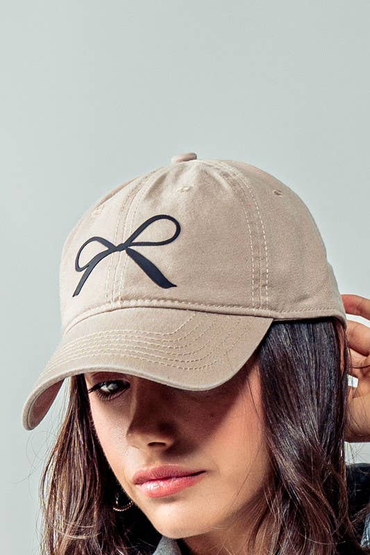 Urban Daizy Bow Graphic Relaxed Fit Baseball Cap Beige Baseball Cap - Women's (UDZ-AC-00112) – alternate view 15
