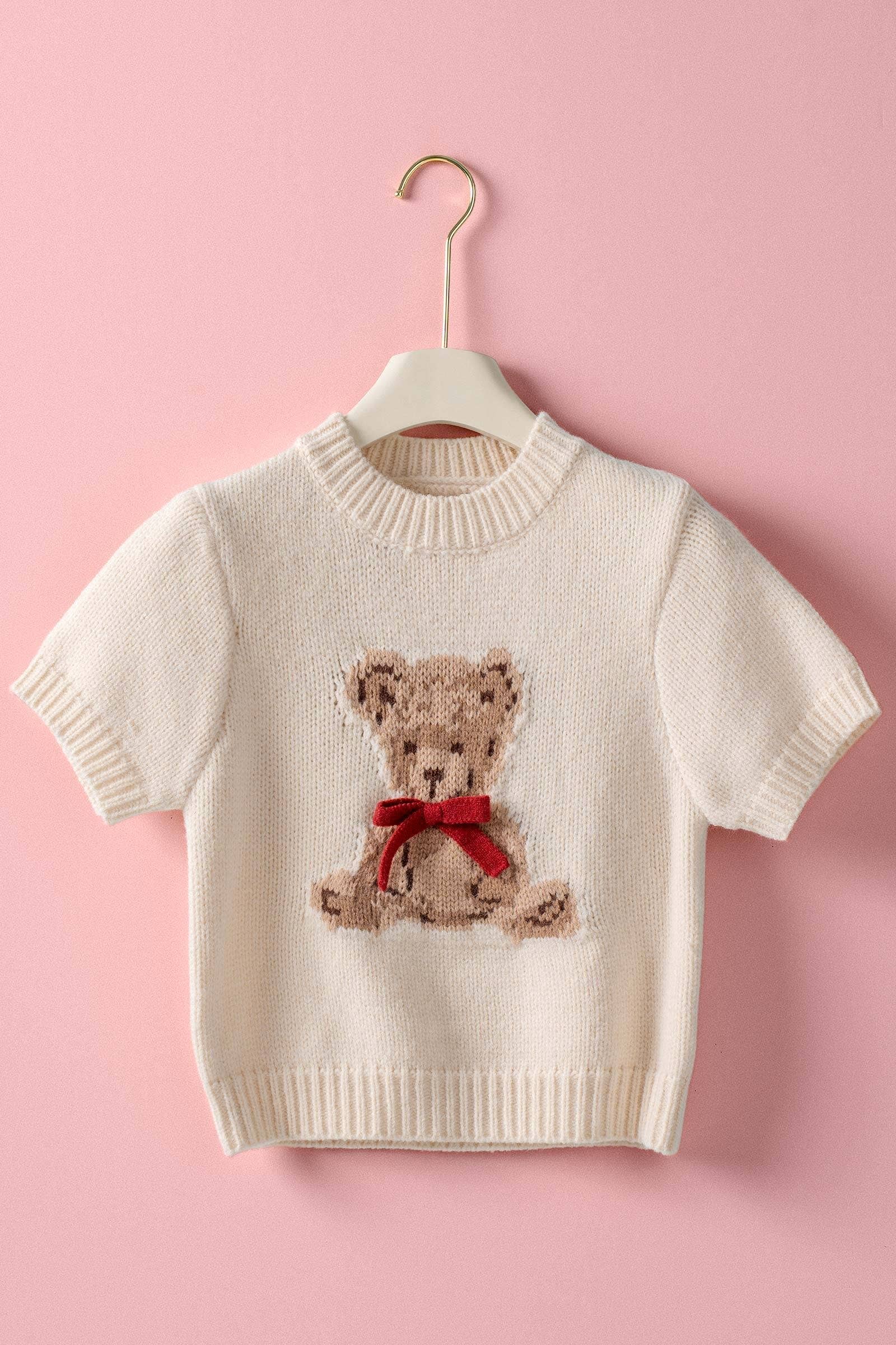 Urban Daizy Coquette Teddy Bear Ribbon Bow Knit Top Navy Knit Top - Women's (TNSW1128) – alternate view 2