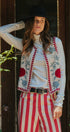 Floral Embroidered Corduroy Vest with Heart Vine Trim in IVORY - Women's Vests | Urban Daizy